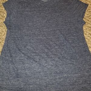 Eileen Fisher Heathered Navy Short Sleeve Crewneck Tee